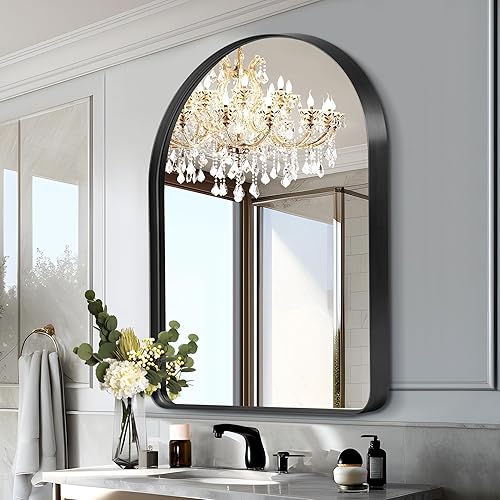 Espejo arqueado de longitud completa de 64 x 21 pulgadas, espejo arqueado de longitud completa con marco profundo de aleación de aluminio, espejo de