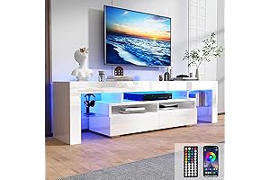 Modern 70-Inch TV Stand with High Gloss Finish and RGB Lighting