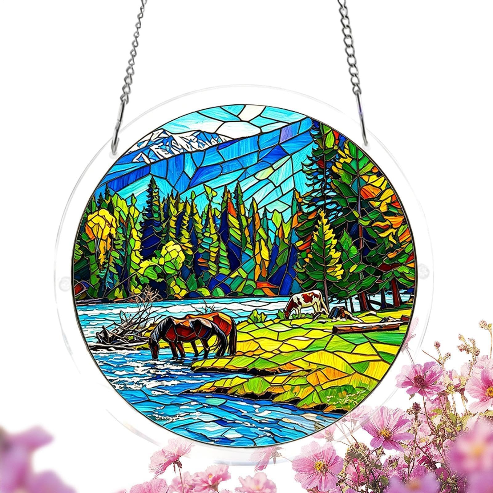 Attrape-soleil pour fenêtre 19 cm motif animal 2D décoratif aspect verre teinté
