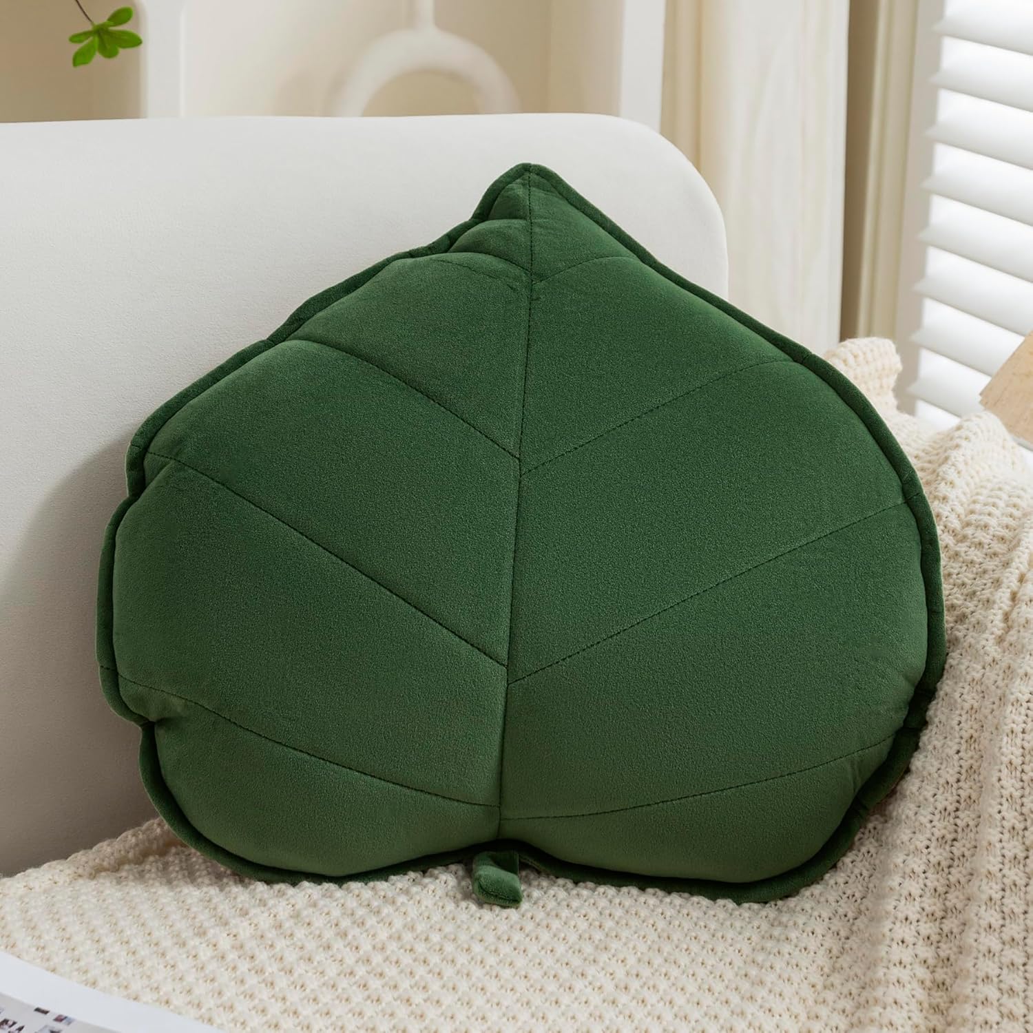 Teieas Leaf Throw Pillows Cute Novelty Plant Plush Cushion Backrest Pillow Home Decoration for Car, Bedroom, Sofa, Couch, Living Room, 19.7in/50CM