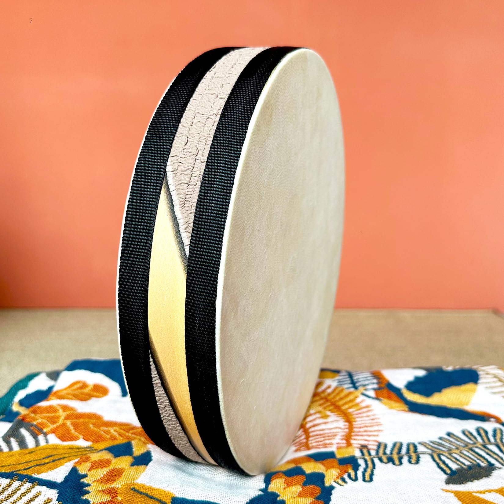 SIPSOCE Wooden Double-Sided Sheepskin Ocean drum,Sonic Energy Wave Drum?Music Healing Tools?Suitable for Yoga Meditation?Comes with a Cloth Bag for Easy Carrying