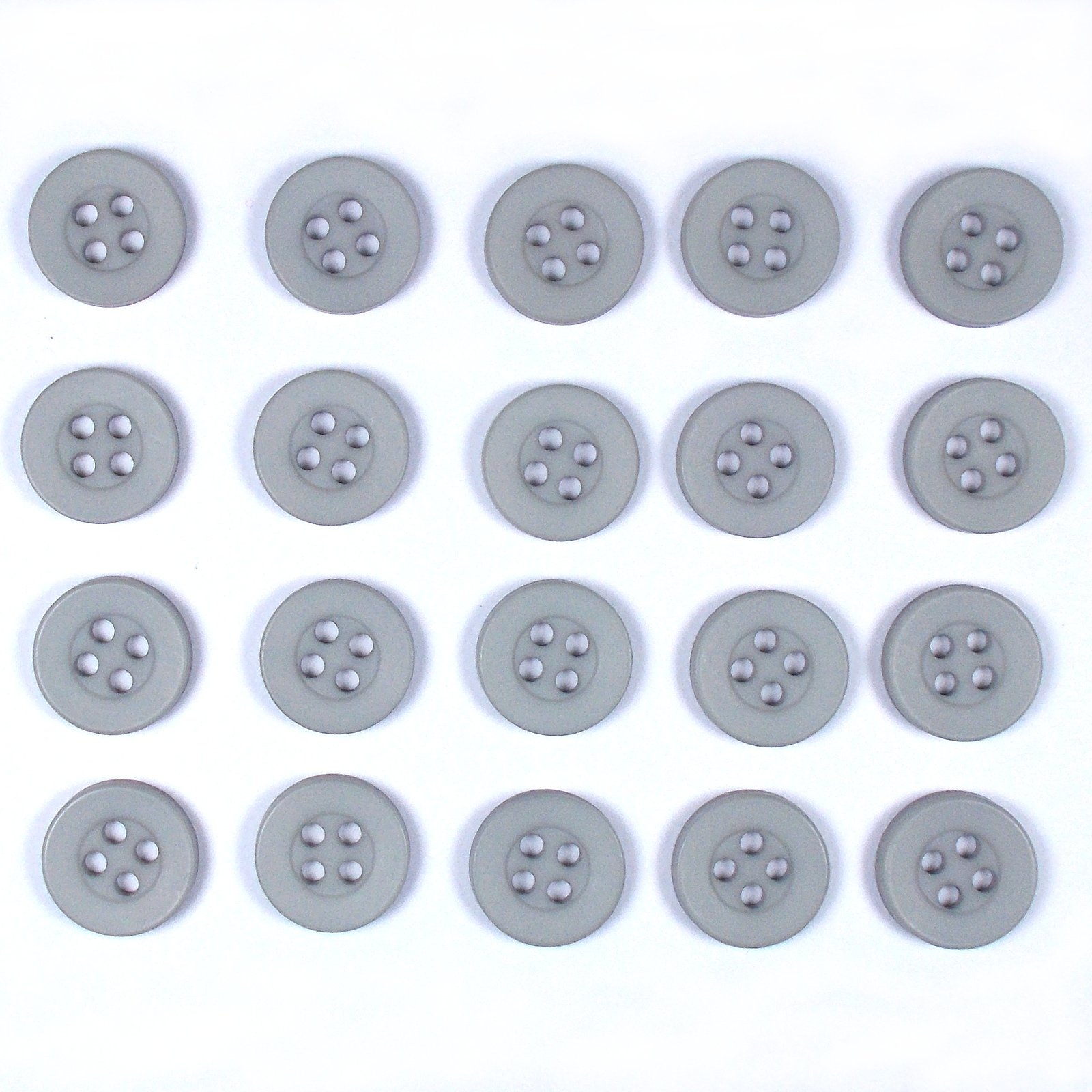 Push The Button Light Grey Colour 4 Hole Round Shirt Buttons 11Mm Wide Pack Of 20 (Light Grey)