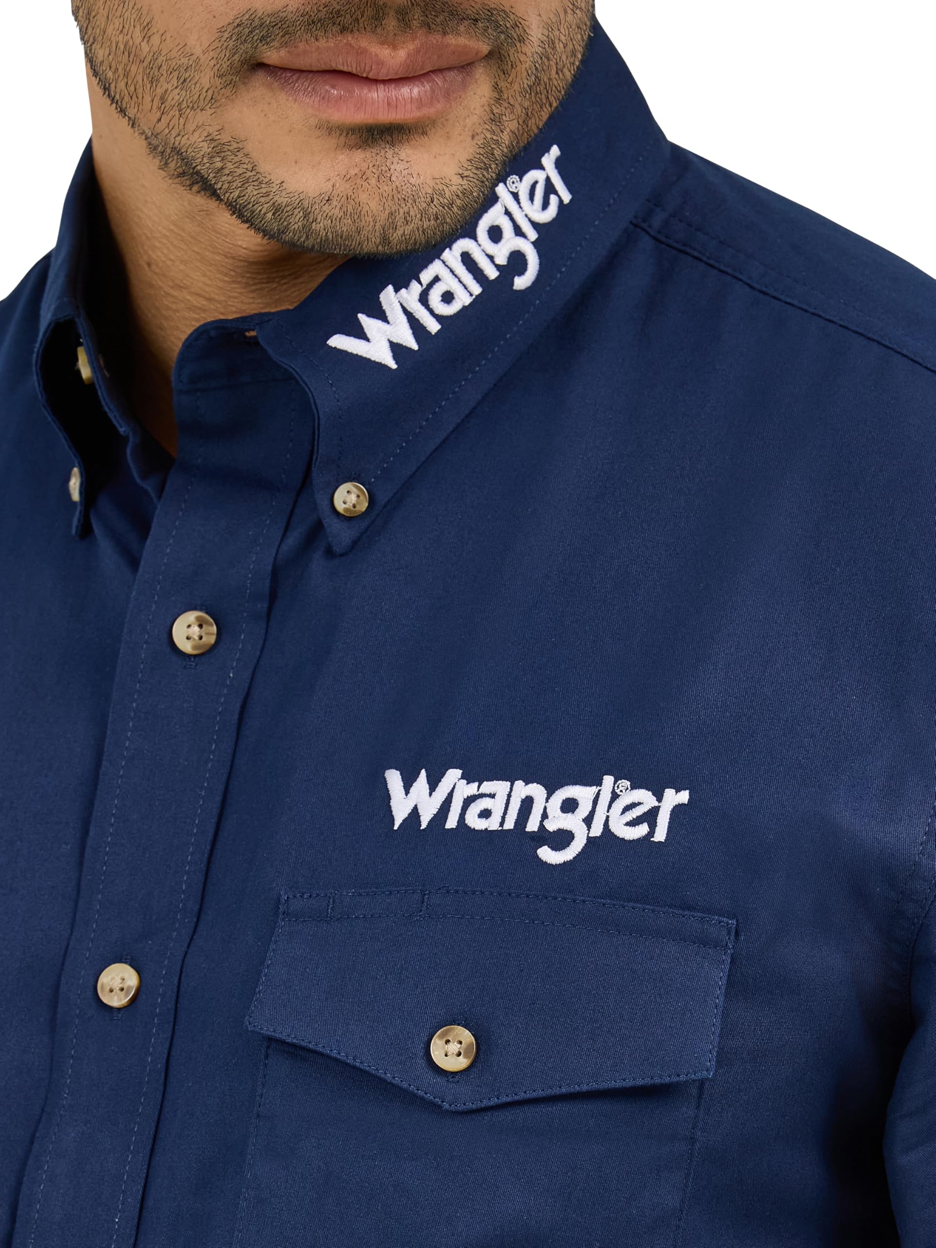 Wrangler Koszula na guziki Mężczyźni Men's Logo Two Pocket Sleeve Shirt (1 w zestawie)