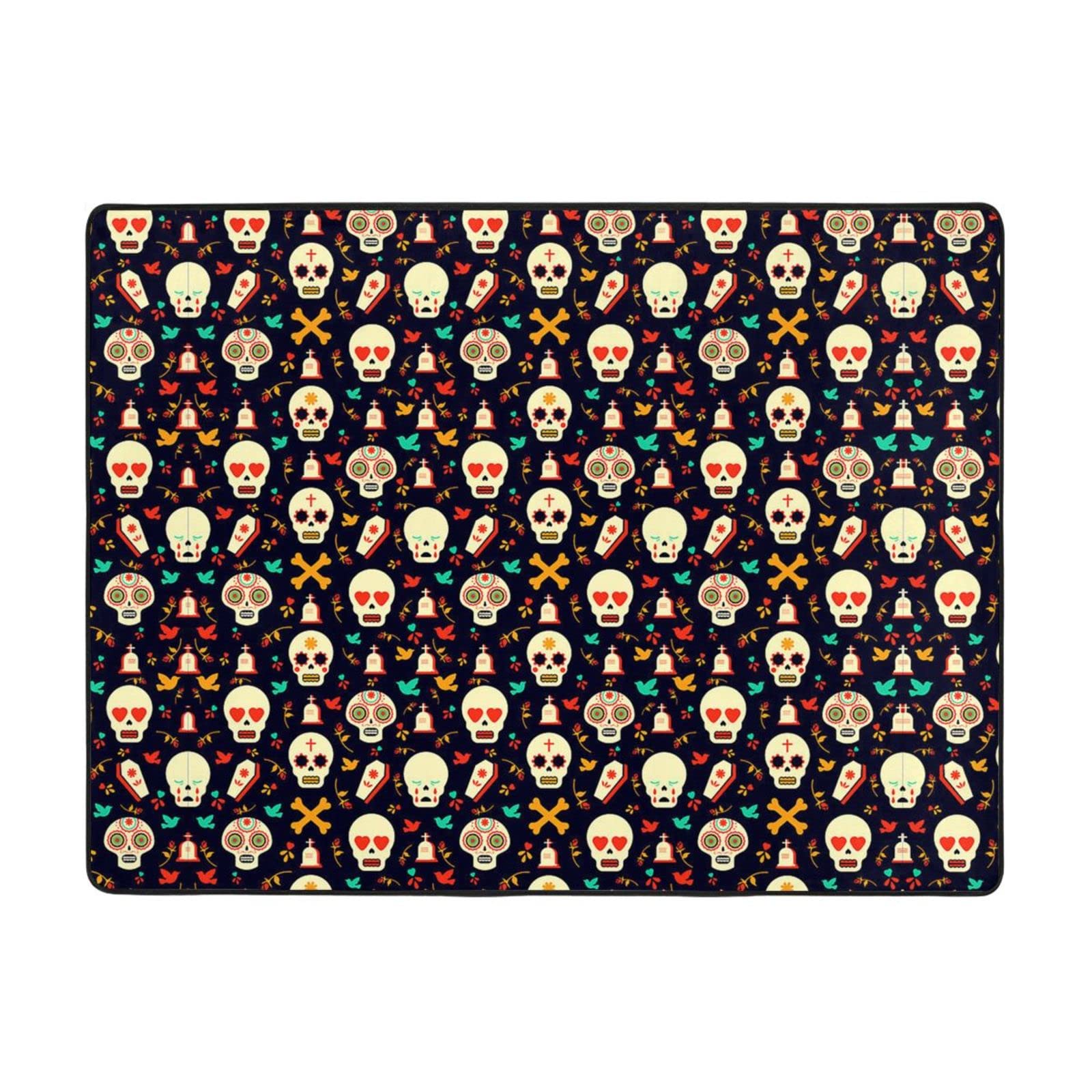 Tapis flanelle Sugar Skulls doux pour sécuriser et décorer le salon