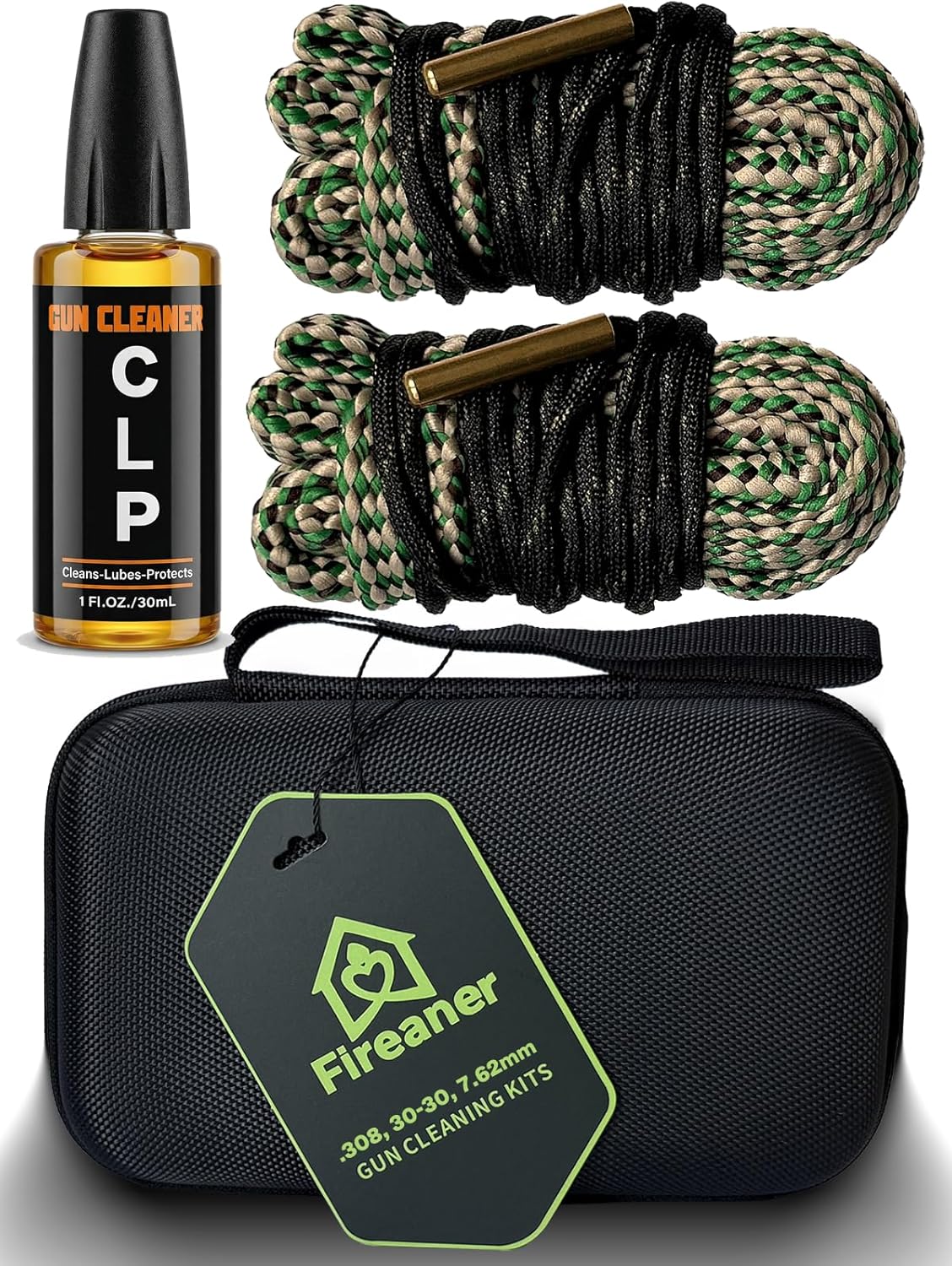 Basics Bore Gun Cleaning Kit with Bore Cleaner, 100 Cotton Swabs & Compact Storage Box - Universal Fit for Firearm Maintenance