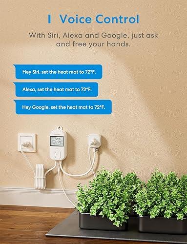 Miniatura 6 de meross Controlador inteligente de temperatura, control de termostato, control de calefacción, refrigeración, 120 V, 15 A, 1800 W, funciona con Apple