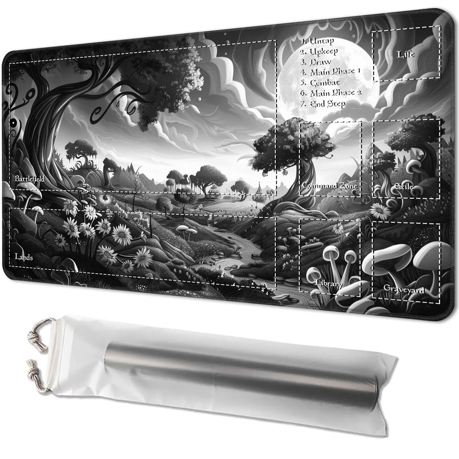 Playmat for MTG, Game Mat 24 x 14 inches, with Free Storage Bags, TCG and Board Game Mat for Cards, Ideal for Card Game Enthusiasts, Forest Landscap — image 1