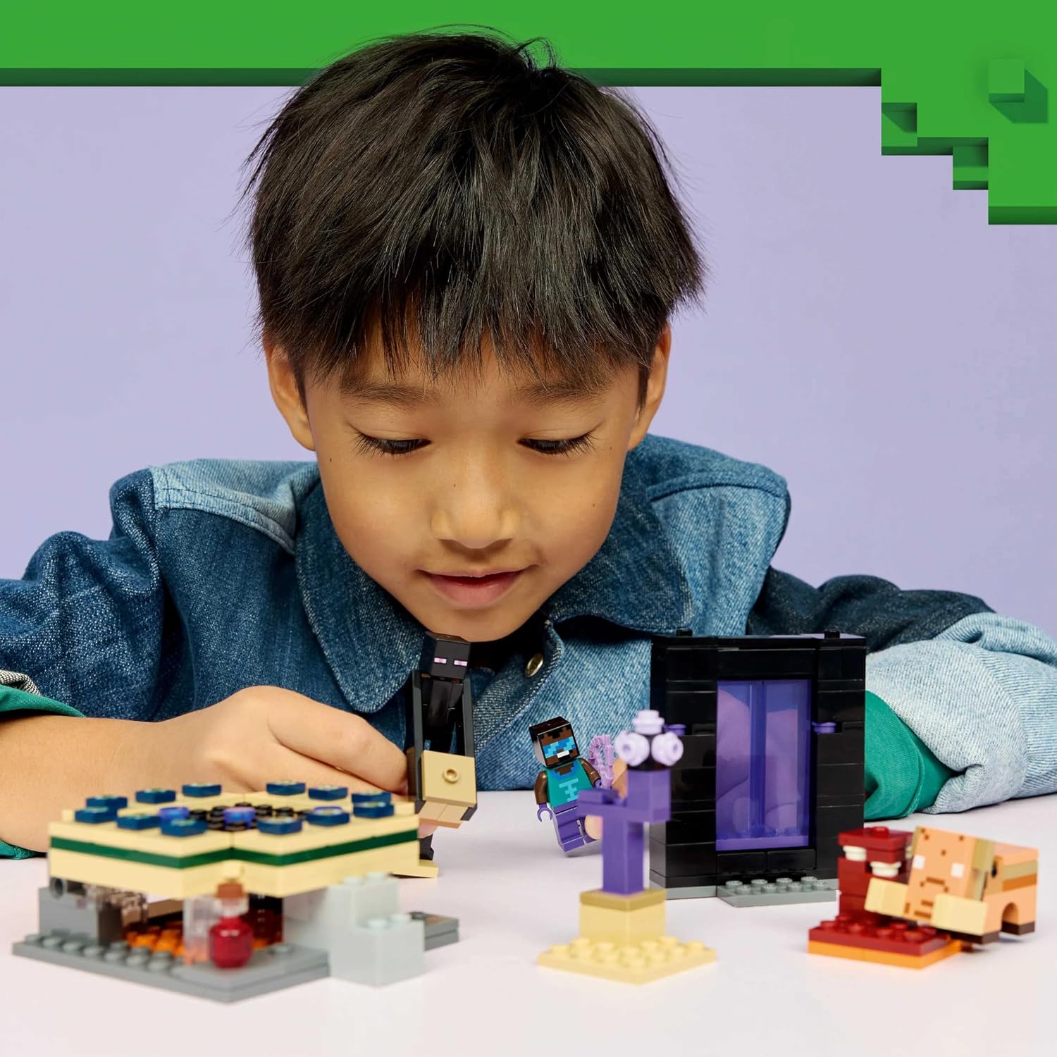 Lego 21584 Minecraft Nether and Endportal Journey Toy, Birthday Gift, Blocks, Boys, Girls, Children, 7, 8, 9, Elementary School Game, Pretend Play, Pretend Play