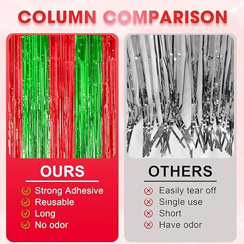 Miniatura 256 de Cortinas de fondo de flecos de papel de aluminio para fiestas, 3 piezas, 39.6 x 98.4 pulgadas, azul retro 48 Retro Azul,03 Rosa,04 Rosa