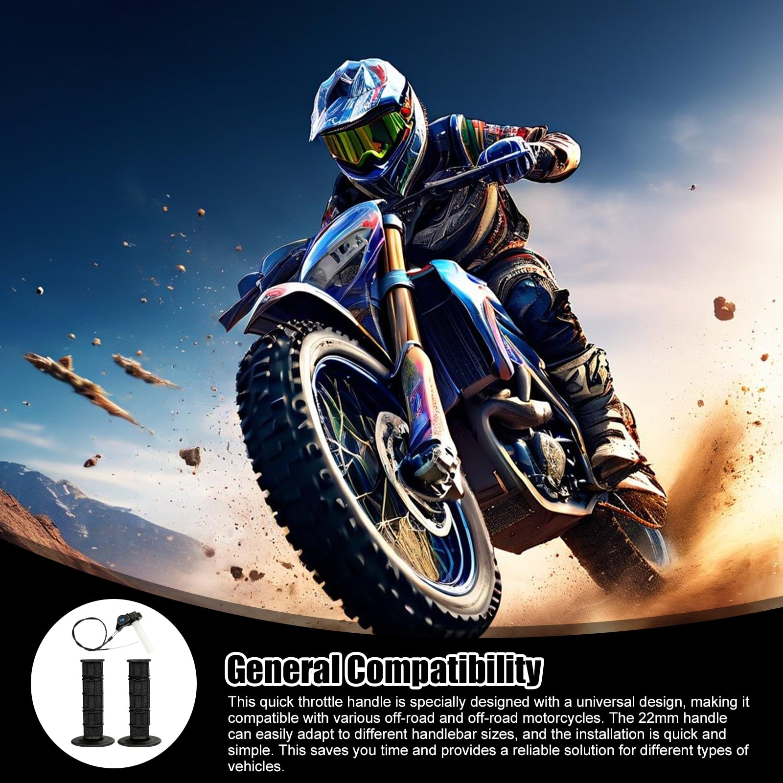 Manopole Dell'acceleratore: Impugnatura per Gas Rapido, Manopole Del Manubrio, Con Cavo Dell'acceleratore, Compatibile Con Moto Da Cross, Pitbike, Quad E Atv 50cc-250cc (Nero)