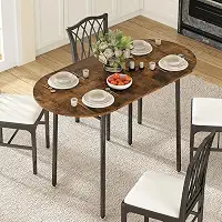 Mesa de Jantar Dobrável Oval, Duas Laterais Podem Ser Dobradas, Permitindo Controlar o Tamanho da Mesa à Vontade, São Robustas e Estáveis, Adequado para Várias Pessoas