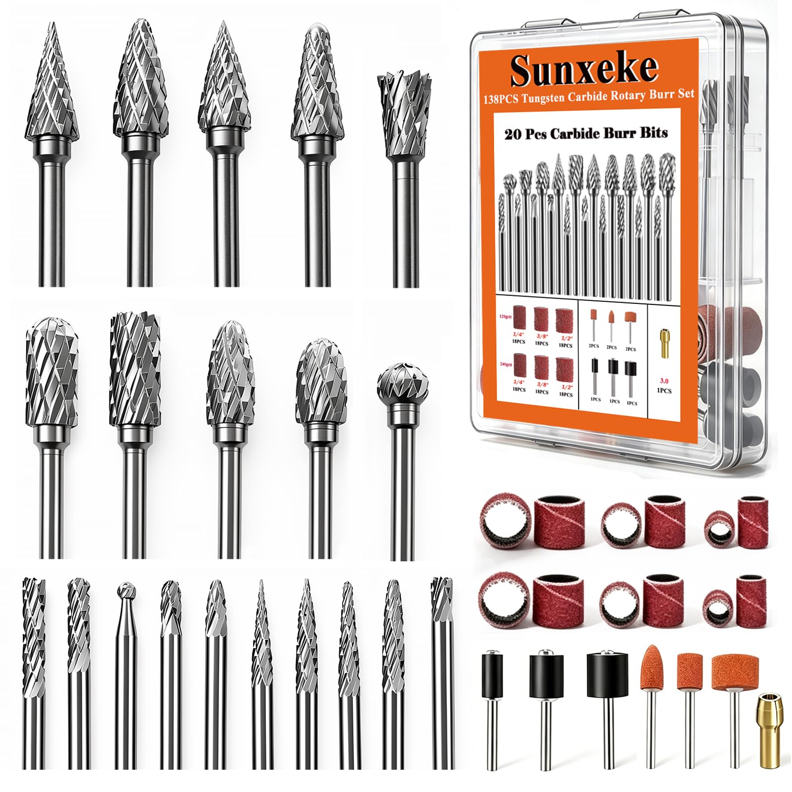 Sanding Drum Set for Rotary Tools - 138 Bands & Mandrels -12