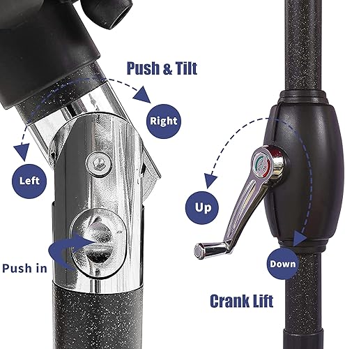 Miniatura 8 de Aok Garden Sombrillas de patio al aire libre de 10 x 6.5 pies para el interior de la piscina, sombrilla de mercado al aire libre con botón de