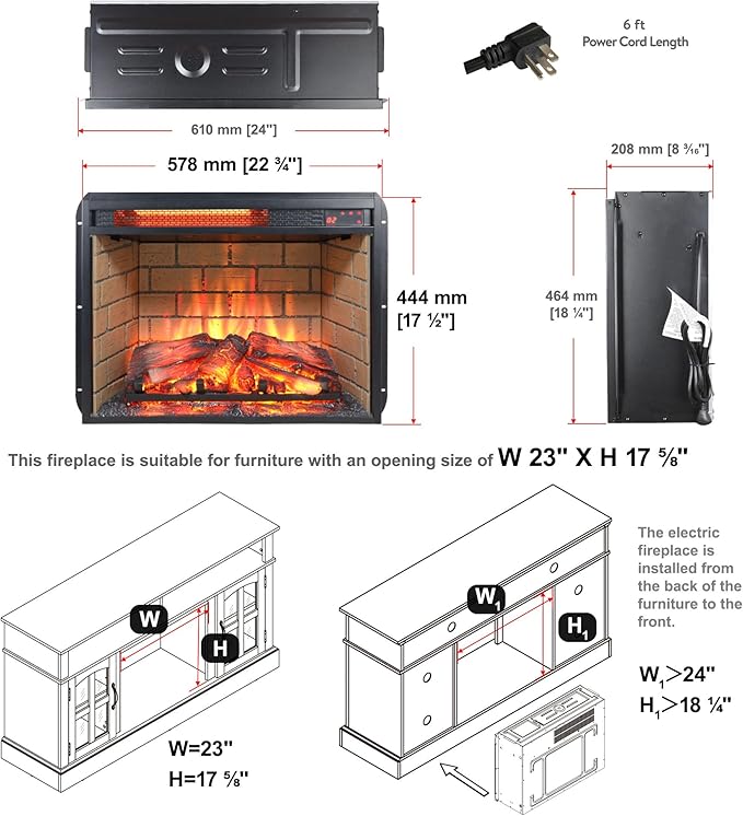 Innoflame Inserto De Chimenea Eléctrica De 23 Pulgadas Con Control Remoto Y Temporizador miniatura 3