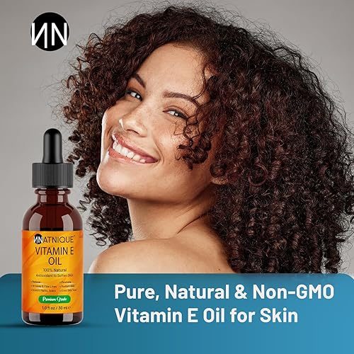 Miniatura 4 de Natnique Aceite de vitamina E de 1 onza  D-alfa tocoferol natural para cara, piel, cabello y uñas  Hidratante puro sin OMG para cicatrices, estrías