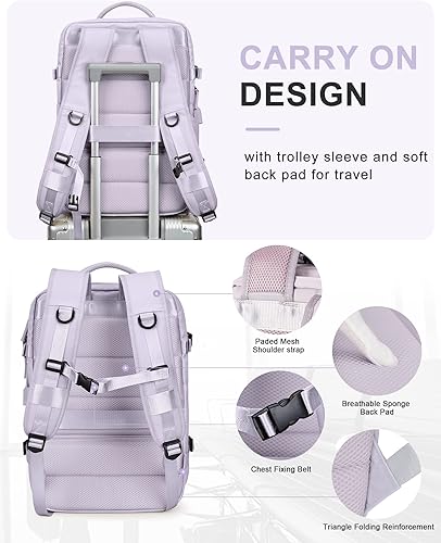 Miniatura 7 de winspansy Mochila de viaje para mujer y hombre, A10-púrpura (juego de 2 piezas), Grande