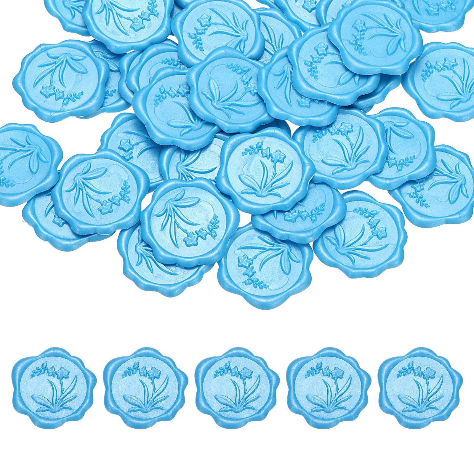 PATIKIL Wax Seal Stickers, 25 Pcs Envelope Seal Stickers, Self-Adhesive Wax Stamp Wedding Invitation Accessories for Wedding Party Birthday Gift Wrapping Anniversary, Sea Blue