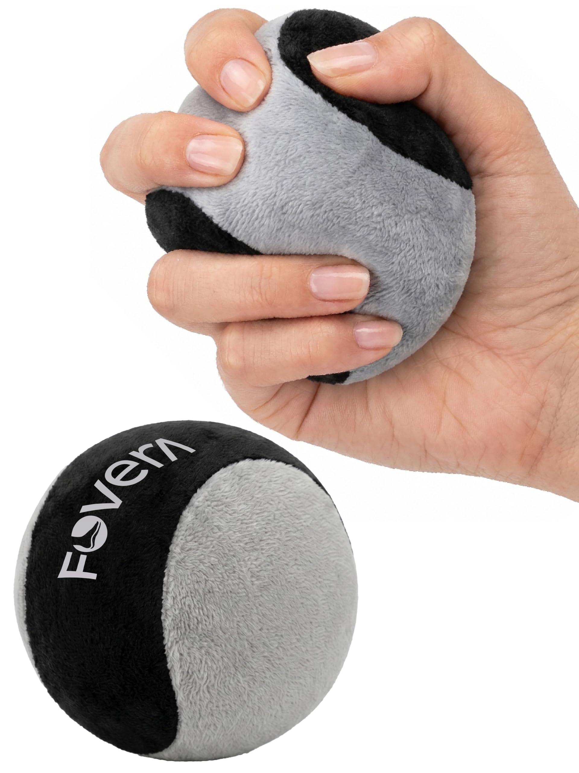 FOVERA Gel Squeeze Stress Ball - Premium Soft Therapy Ball with Velvet Cover for Stress Relief, Hand Therapy, Grip Strengthening, Finger & Wrist Exercise, Arthritis (1 Piece, Black & Grey)-image-35