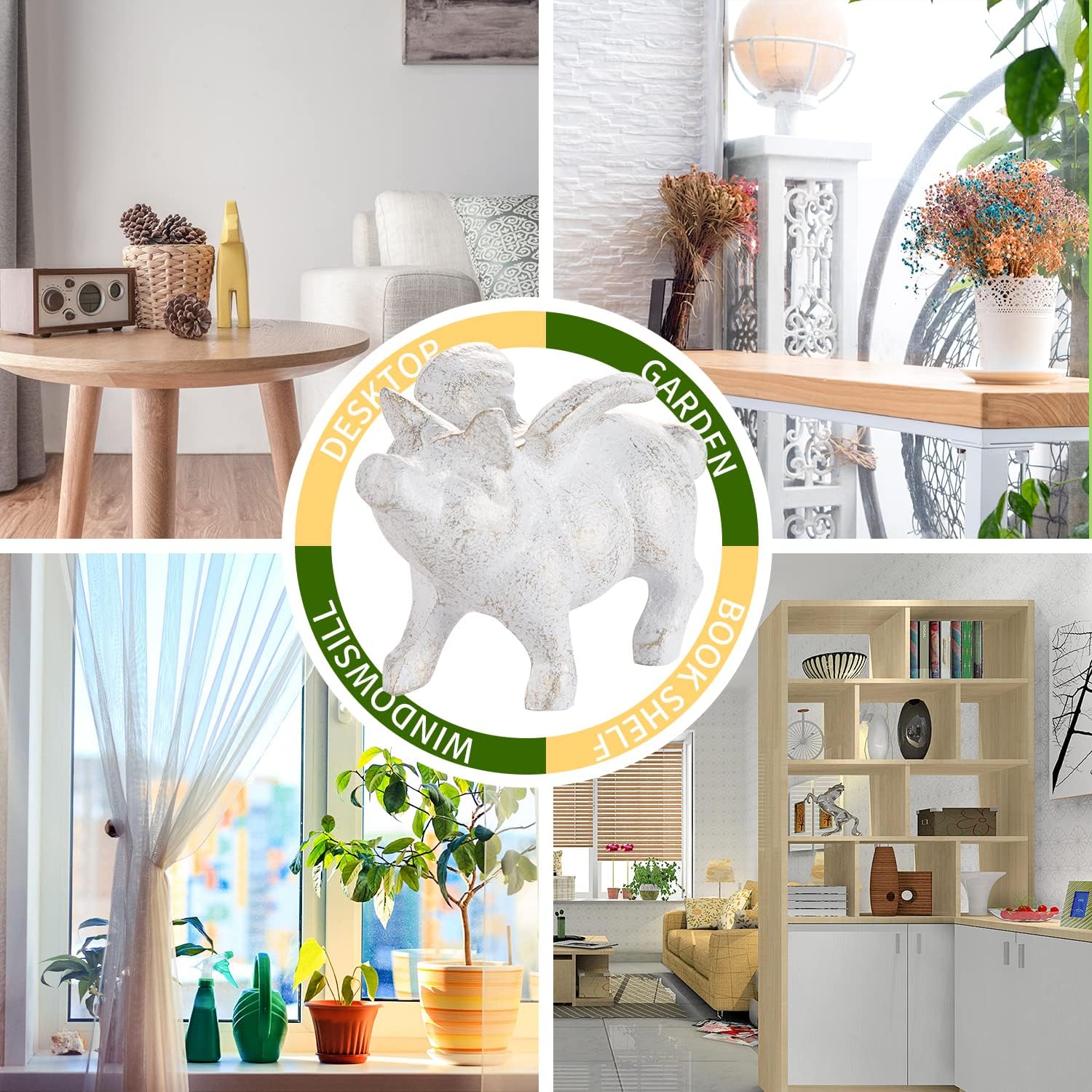 Sungmor 2PC Small Hog Heaven Flying Pig Statues, Cast Iron Animal Angel Figurine, Garden Patio Yard Outdoor Decorative Statues, Home Office Store Desktop Paperweight, Indoor Shelf Display Ornaments