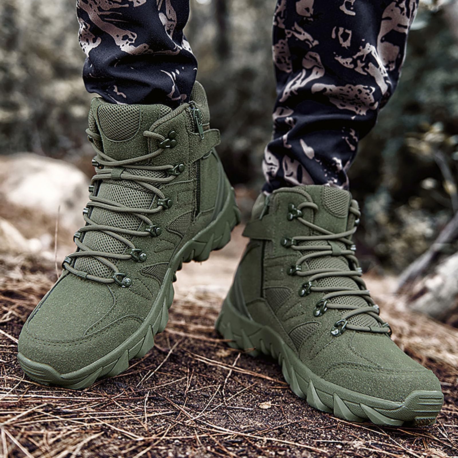 Generisch 2025 Hombres Zapatos Escalada Zapatos de Senderismo Moda Suela Gruesa Zapatillas de Montañismo Al Aire Libre Zapatos de Bicicleta de Montaña Zapatos de Hombre Flat, verde, 44 EU