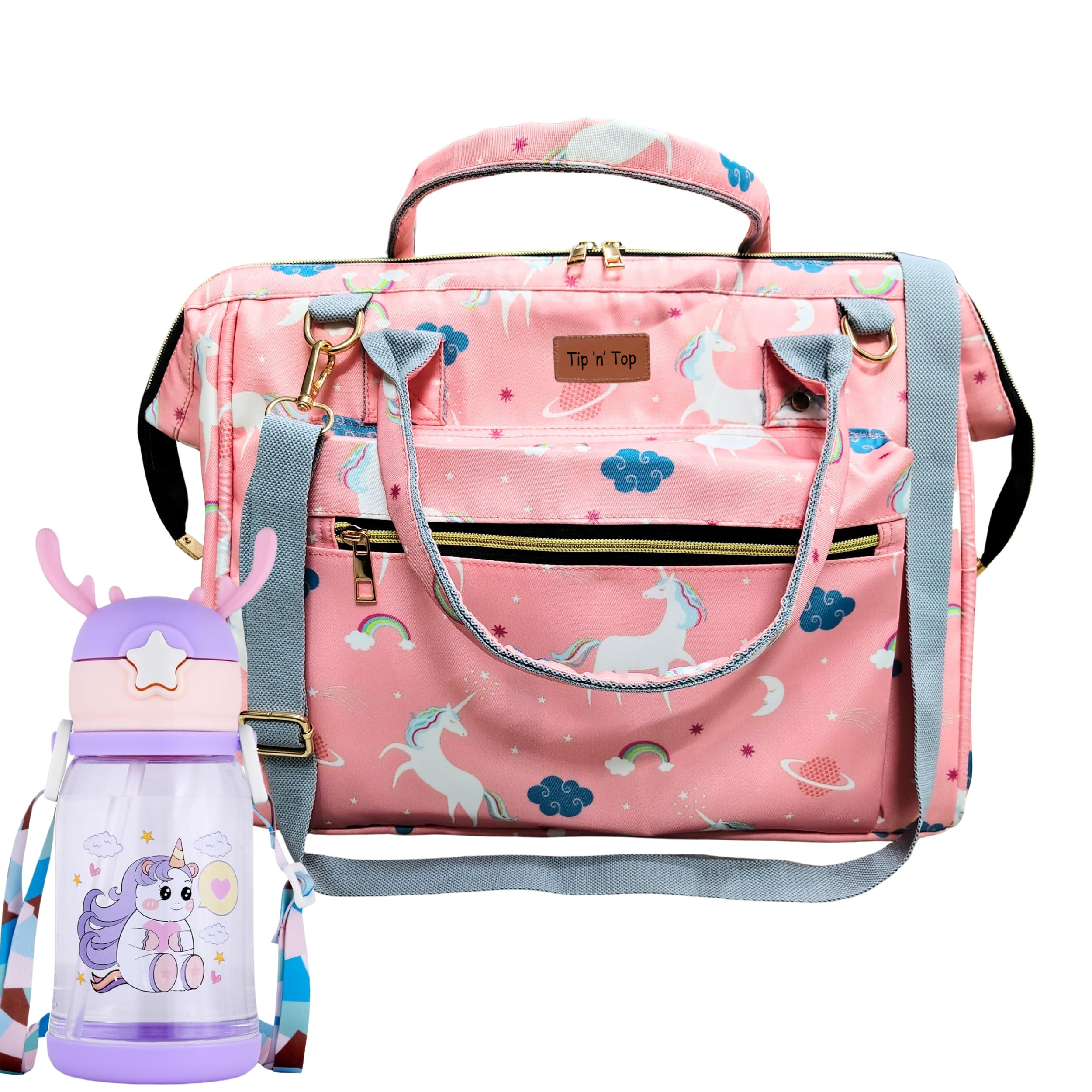 tip 'n' top Premium Baby Diaper Handbag with insulated bottle pockets with Baby Sipper Bottle - The Ultimate Combo-picture-47