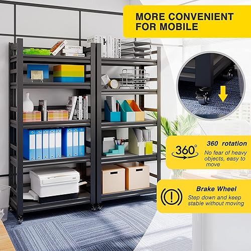 Miniatura 3 de Estantería de garaje de 72 pulgadas de alto con ruedas, estantes de garaje resistentes, estantes de metal grandes, estantes de almacenamiento de