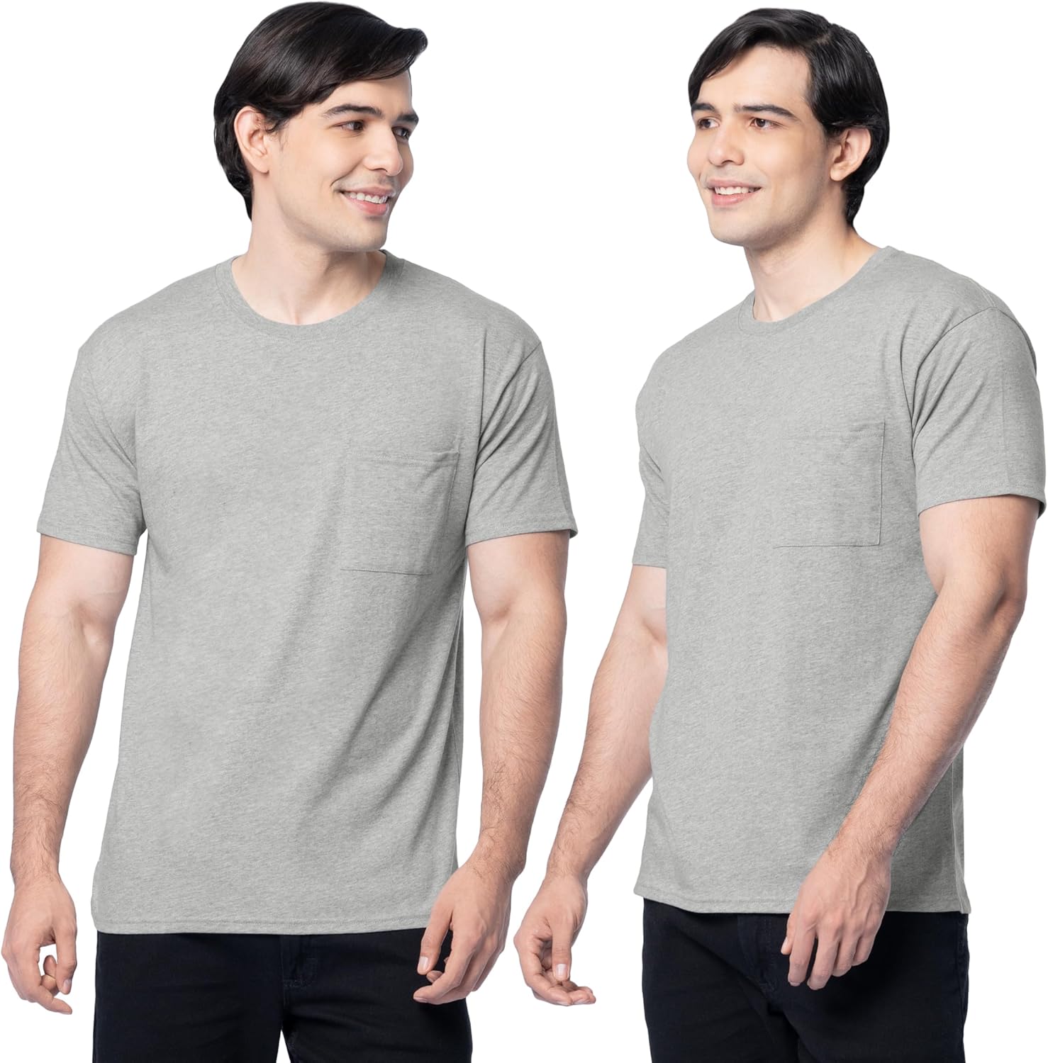 Fruit of the Loom Mens Eversoft Cotton Short Sleeve Pocket T-Shirts, Breathable & Tag Free, 2-Pack