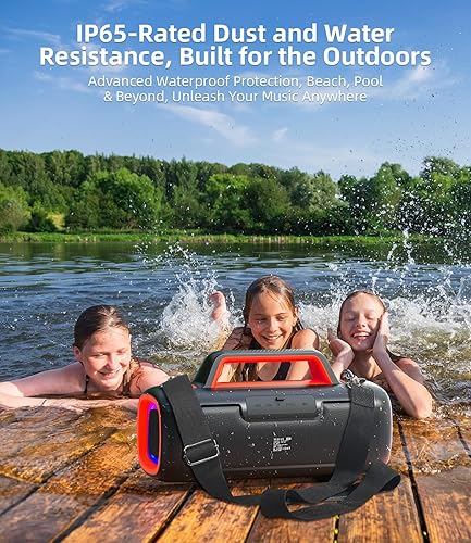 Miniatura 6 de Altavoz Bluetooth inalámbrico portátil, sonido estéreo de graves profundos, conectividad Bluetooth 5.3, batería de larga duración de 8 horas