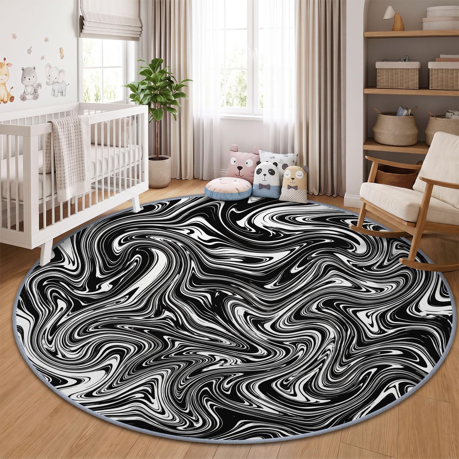 Generisch Rund Teppich Schlafzimmer 3D Optische Täuschung Striped Erwachsener Kind Wohnzimmer rutschfeste Flauschiger Rund Teppich Waschbar Industrieller Stil Flanell Teppiche 140 cm