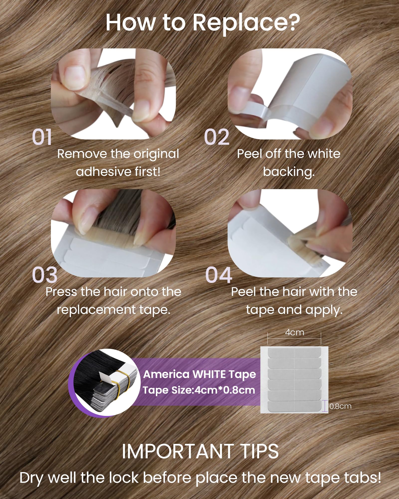 LaaVoo Tape in Hair Extensions Human Hair Blonde Tape Hair Extensions Real Human Hair Invisible Tapes Remy Straight Balayage Brown to Blonde Hair Double Sided Tabs 20pcs 50g 16 Inch #8/18/60 — view 97