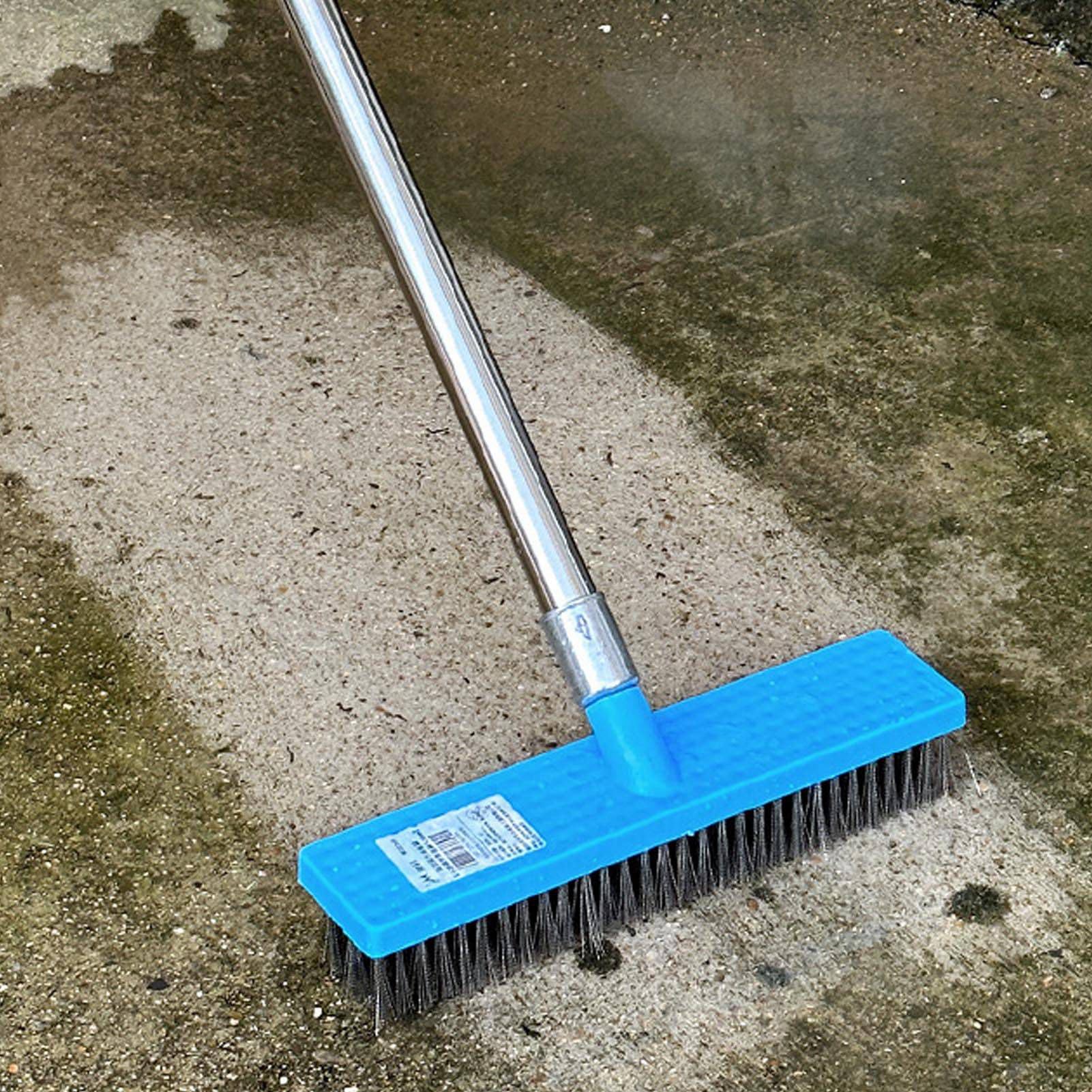 YWBL-WH Escoba de Alambre Resistente, Cepillo de Piso de Acero Inoxidable con Telescópico para Limpieza Al Aire Libre en Cocina, Baño, Garaje y Terrazas (120cm)
