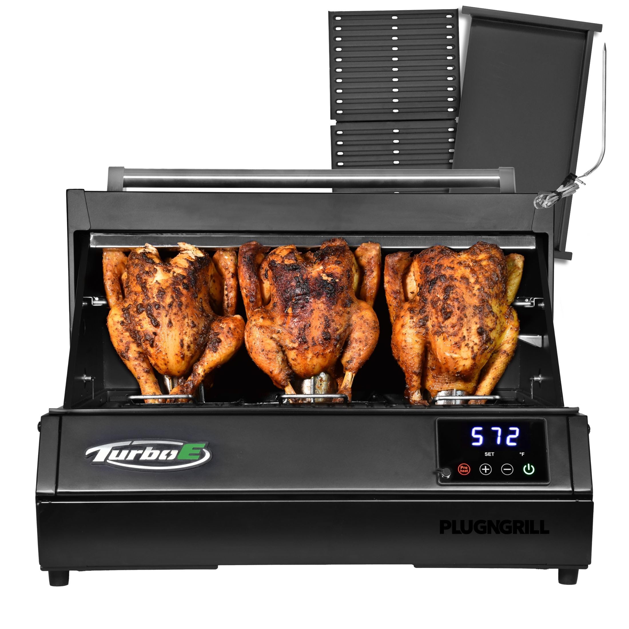 Turbo E XL Electric Grill, 1700W Infrared, Warming Rack and Probe, Apartment Friendly