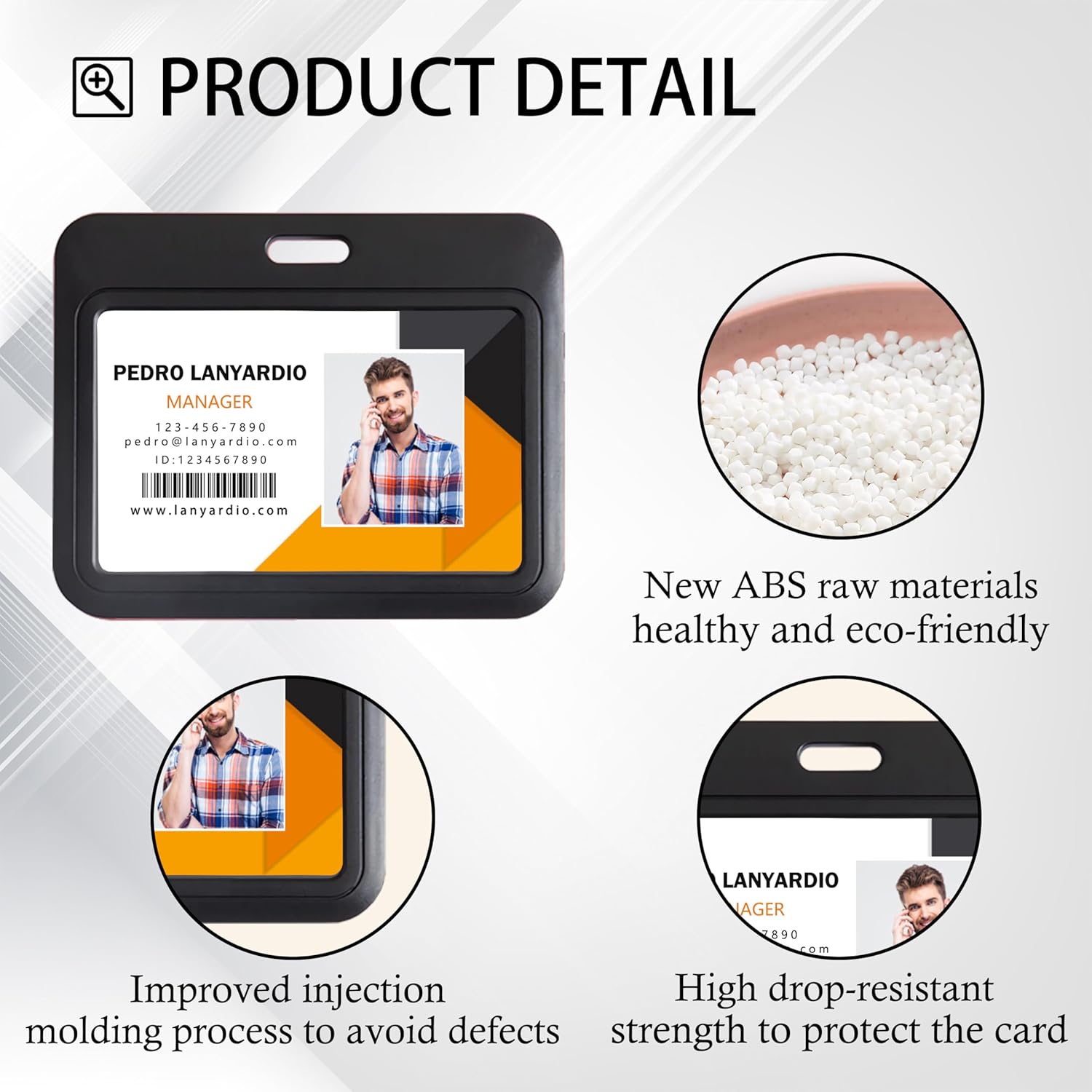 1 Pack Sliding Horizontal ID Badge Holder Hard Black Plastic Card Case Protector Pouch with Clear Window for Office School ID Credit Cards and Proximity Key Cards - Image 3