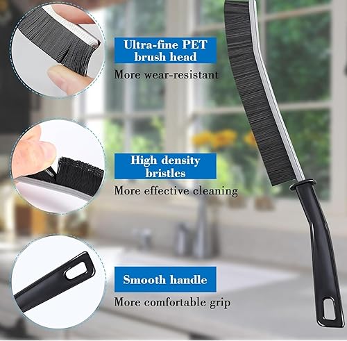 Miniatura 6 de 6 cepillos de limpieza de huecos, cepillo de limpieza multifuncional de cerdas duras para baño, cocina, azulejos, ranura de ventana (6 unidades,