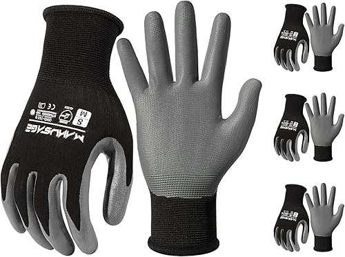 Miniatura 32 de Guantes de trabajo de seguridad - Guante protector para hombres y mujeres - Protección de mano ultradelgada - Para construcción, jardinería, Negro