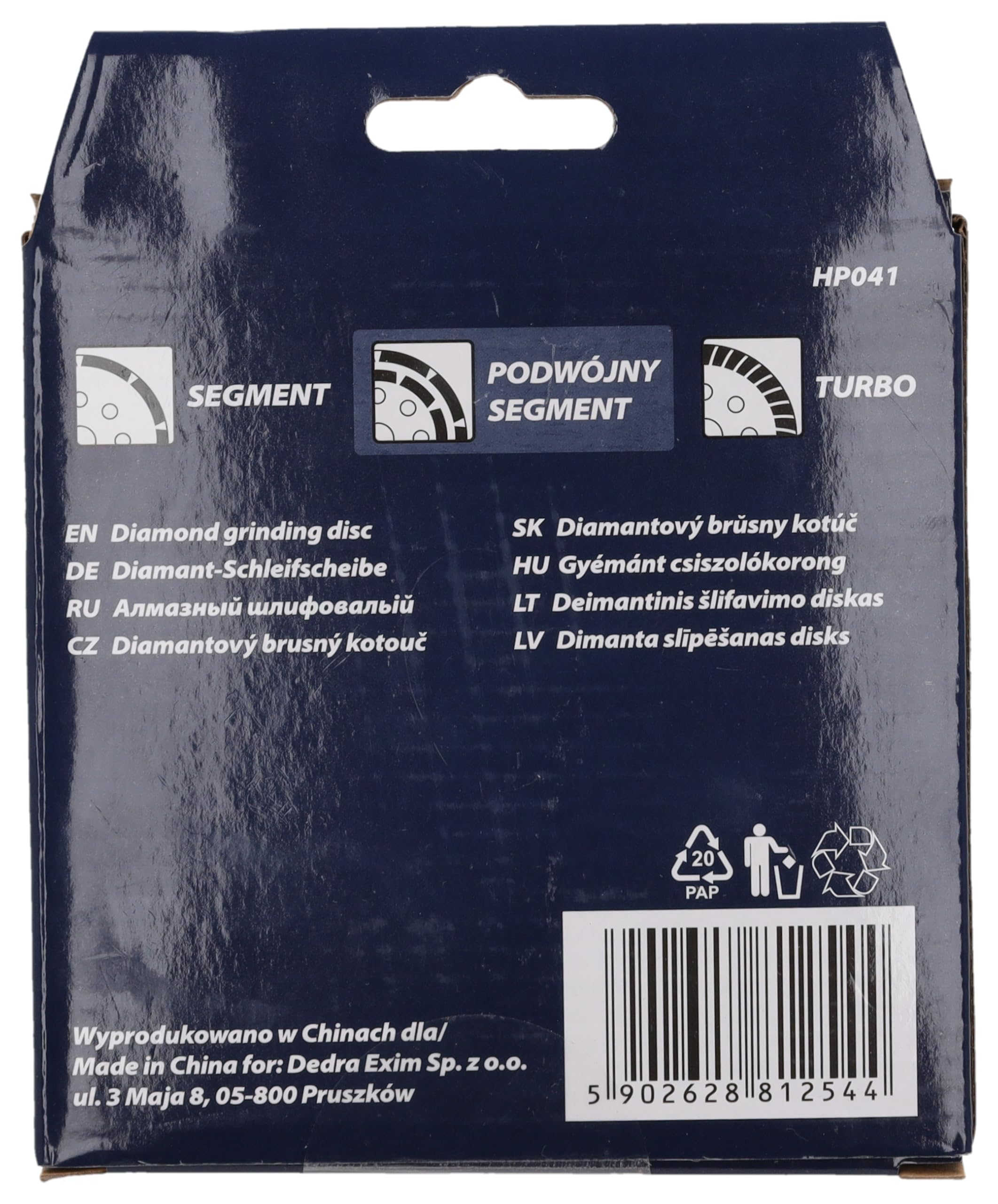 Disco diamantato DEDRA, doppio segmento, 125 mm/22,2 mm, DINAMIC per la levigatura a secco di calcestruzzo, pietre e derivati edili, adatto per uso continuo
