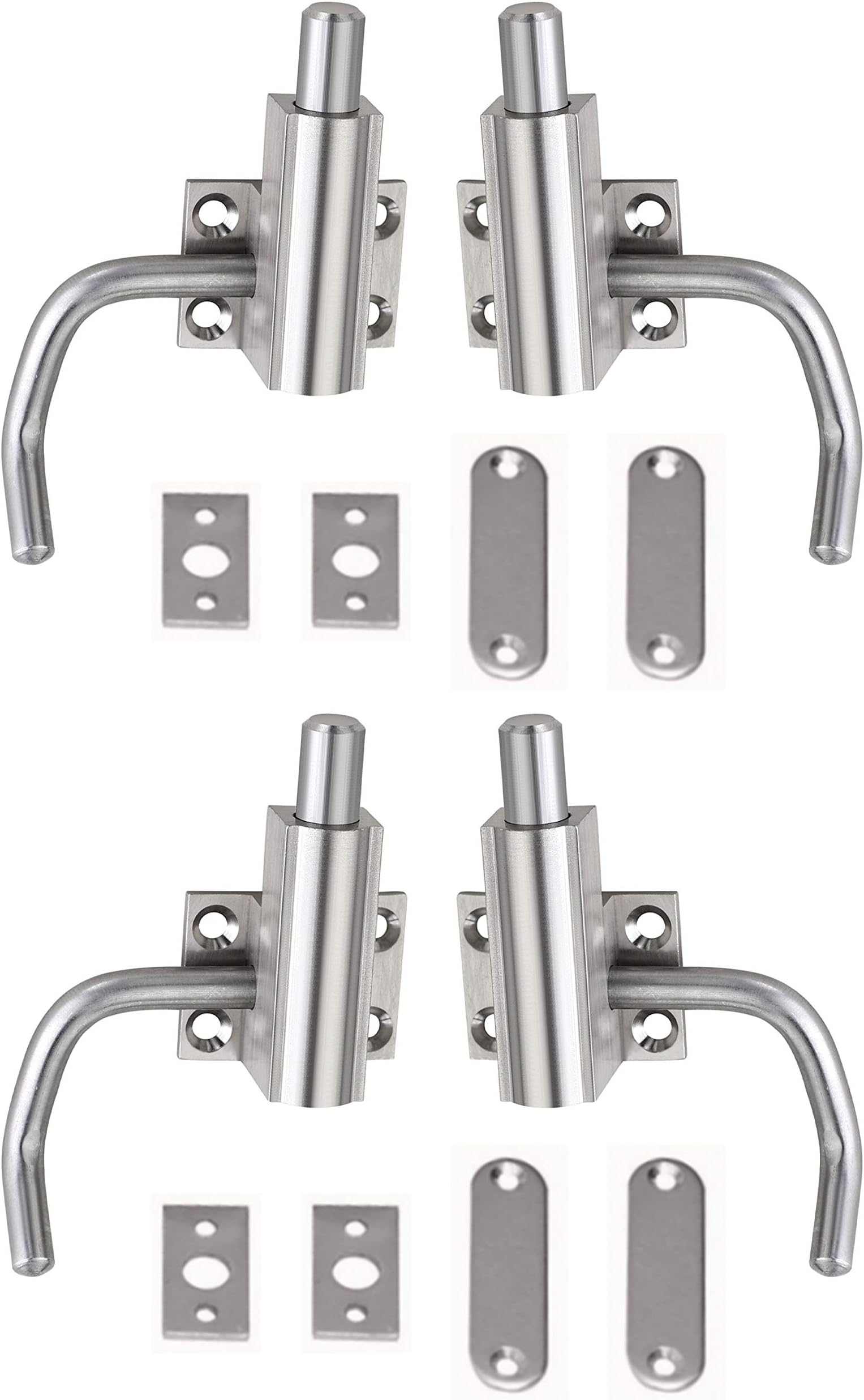 Atlantic Heavy Cam Bolt | Automatic Tower Bolt, Door Latch for Home and Offices Doors and Windows, Tower Bolt for Main Door and Bathroom, Easy to Fit (Fully Brass, S.S. Finish, Pack of 4 Piece)