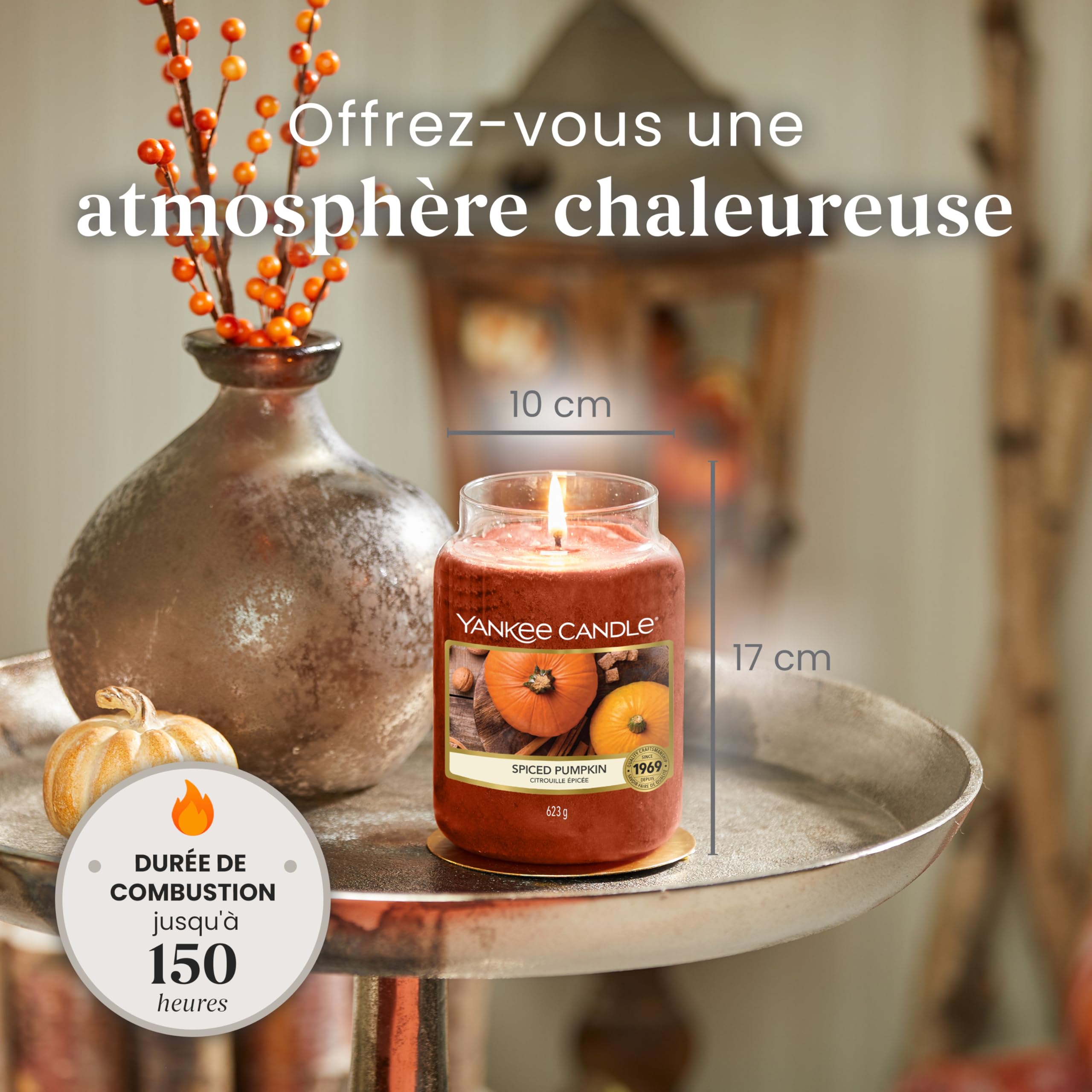 Yankee Candle Bougie parfumée | Grande jarre Citrouille Épicée | Bougies à longue durée : jusqu'à 150 heures | Cadeaux parfaits pour femmes