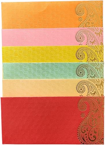Miniatura 2 de Jhintemetic - Paquete de 25 sobres de regalo Matellic de 5 colores de 5 cada uno seleccionado al azar Shagun LifafaMoney Gift Envelope con Ambi