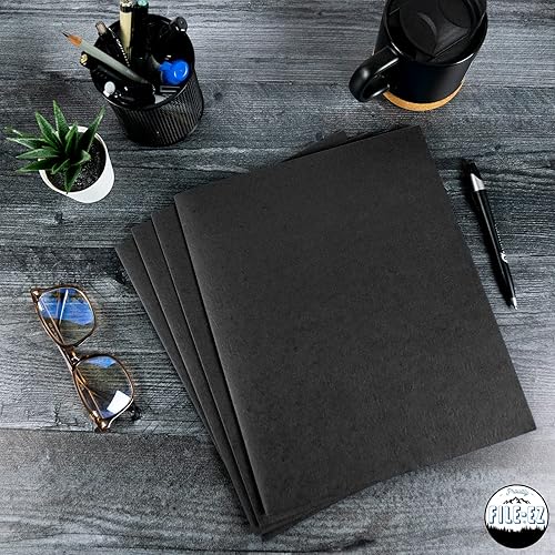 Miniatura 7 de FILE-EZ Carpetas de dos bolsillos, color negro, paquete de 125, papel texturizado, tamaño carta (EZ-32405)