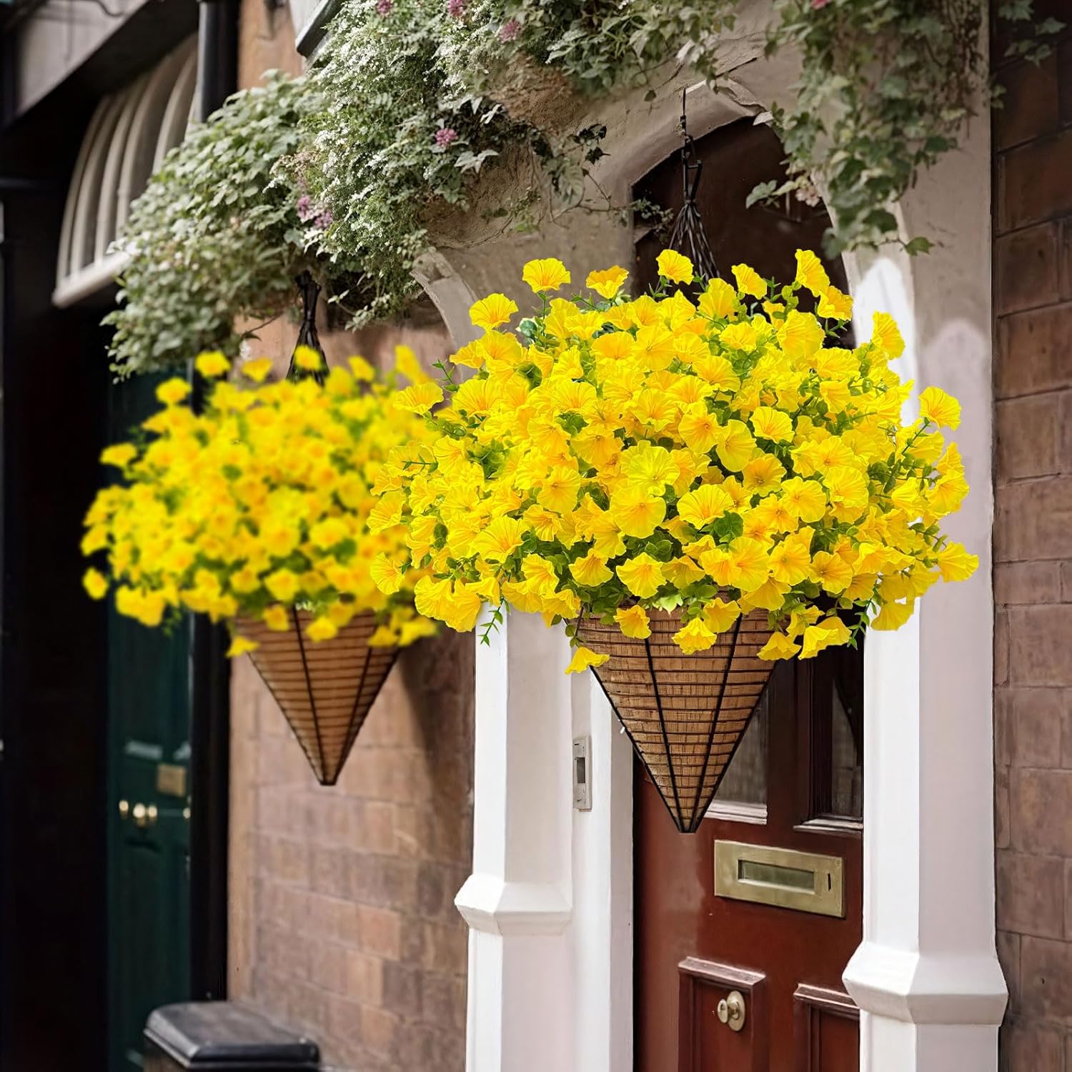 ICX 10pc Artificial Morning Glory Flowers for Outdoors,Silk Fake Flowers UV Resistant, Spring Flowers Artificial for Decoration,Outdoor Fake Plants for Door Porch Patio Planter Yard (Yellow) - Image 5