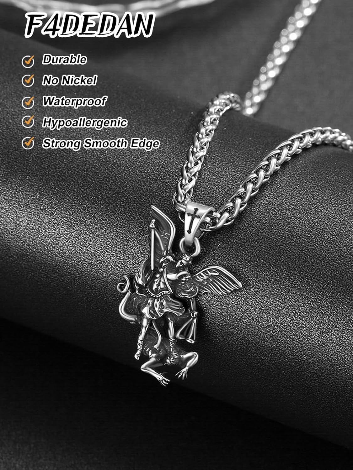 St Michael Pendant for Men 925 Sterling Silver The Archangel Michael Catholic Religious Christian Gift - Image 2