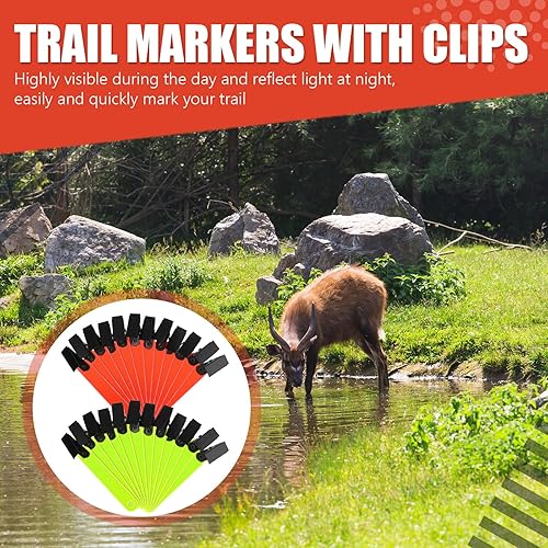 Miniatura 4 de Marcadores de sendero reflectantes, tachuelas reflectantes para árboles, tachuelas reflectoras de caza, cinta de marcado de senderos con clips para