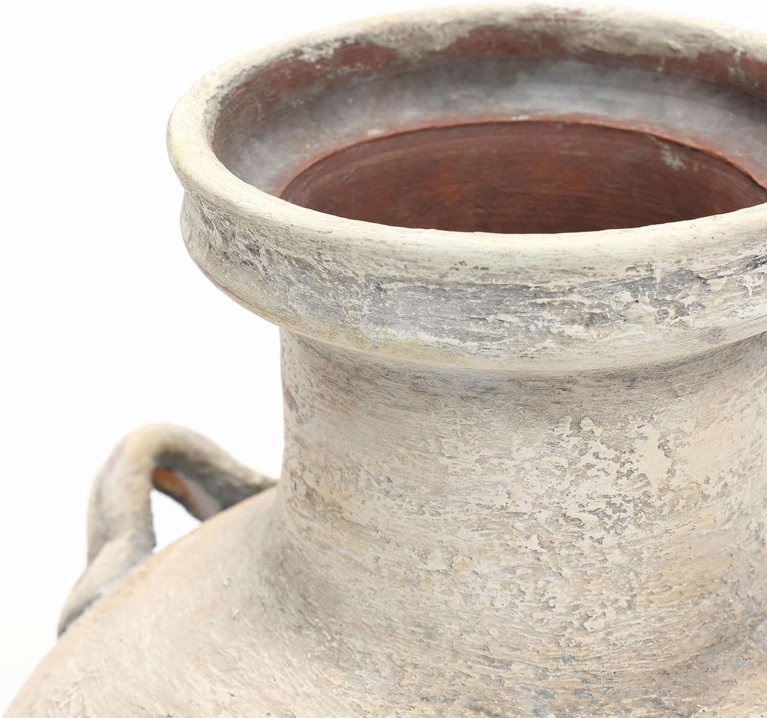LuxenHome Rustic Ceramic Vase, 12.4" Tall Off-White with Gray Terracotta Urn Vases, Large Vintage Vases for Shelf Dining Table Decor, Farmhouse Pottery Flower Vase for Home Decor Living Room