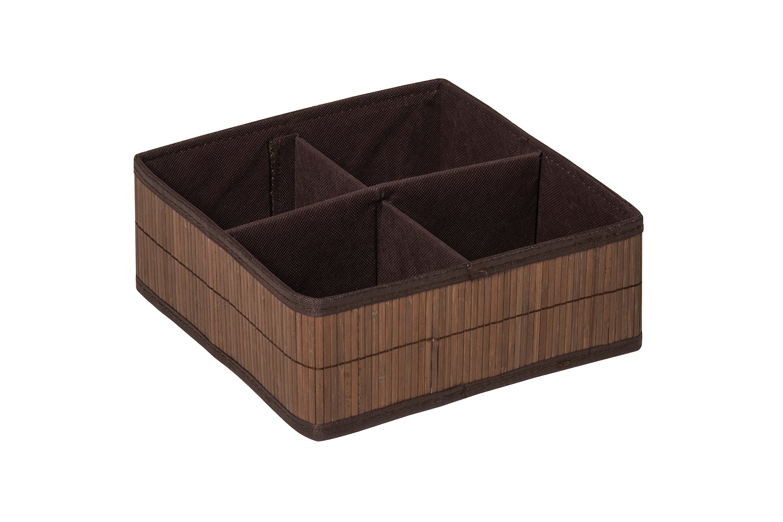Premier Housewares Kankyo 4 Sections Bamboo Storage Box - Dark Brown