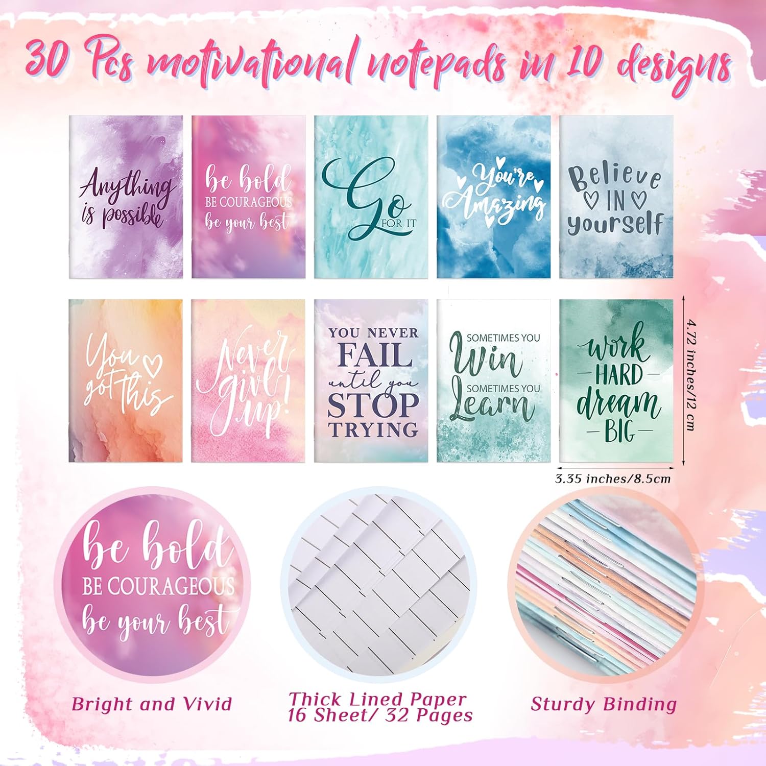 30 Sets Inspirational Gifts Bulk for Women Boss Mini Notepads Inspirational Pens Bulk Employee Appreciation Acrylic Keychain Vet Tech Week Gifts for Coworker Nurse - Image 2