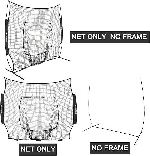 Vista 5 de Red de repuesto de béisbol y sóftbol de 7 x 7 pies (solo la red), resistente sin nudos para práctica de lanzamiento de béisbol, golpear y lanzar