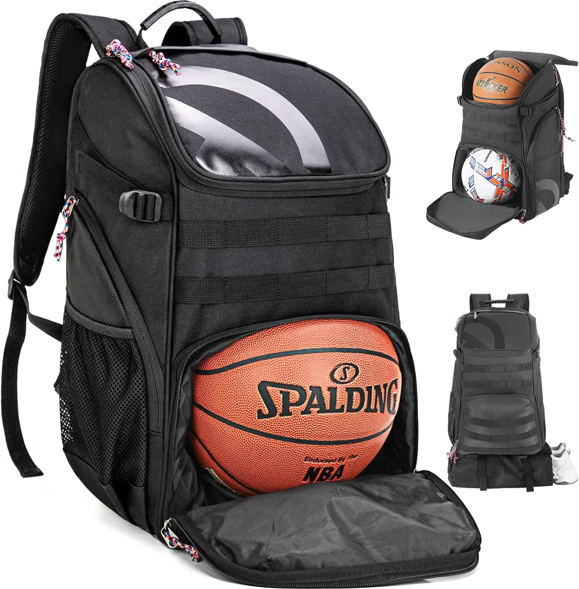 WOLT Basketball Backpack Large Sports Bag with Ball Holder and Shoe