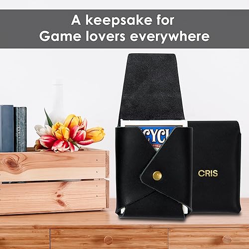 Miniatura 6 de Estuche de Cartas de Juego Personalizado de Cuero Northwind - Estuche de Cartas Personalizado y Grabado con Monograma de Grano Completo - Regalo de