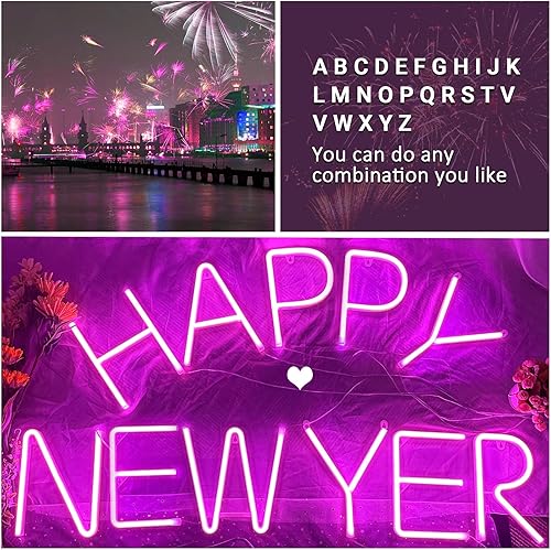 Miniatura 5 de Letrero de neón con letras luminosas de Protecu USB, funciona con pilas, luces LED de marquesina  Letrero de pared de neón para decoración de